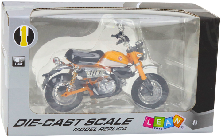 Іграшка LEAN Toys Ретро класичний металевий мотоцикл зі світлом 1:12 Жовтий 22622 (5905991049715) - зображення 1
