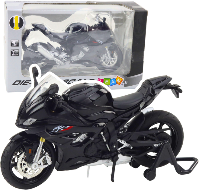 Zabawka LEAN Toys Motocykl S1000 sportowy metalowy ze światłami i dźwiękami 1:12 Czarny 22626 (5905991049753) - obraz 2