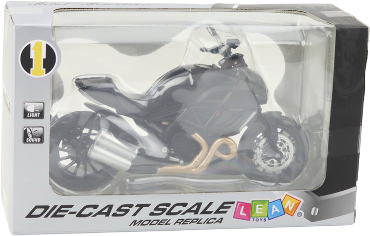 Іграшка LEAN Toys Металевий спортивний мотоцикл зі світлом і звуками з золотими елементами 1:12 Чорний 22605 (5905991049548) - зображення 1