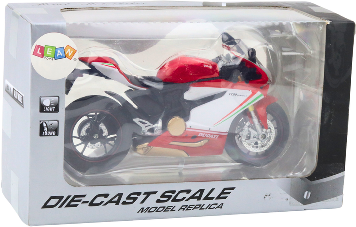 Zabawka LEAN Toys Motocykl sportowy metalowy ze światłami i dźwiękami 1:12 Czerwono-Biały 22621 (5905991049708) - obraz 1