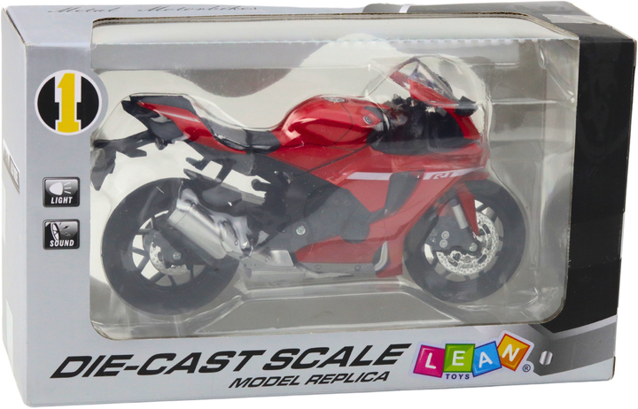 Іграшка LEAN Toys Спортивний мотоцикл R1 металевий зі світлом і звуками 1:12 Червоний 22629 (5905991049784) - зображення 1
