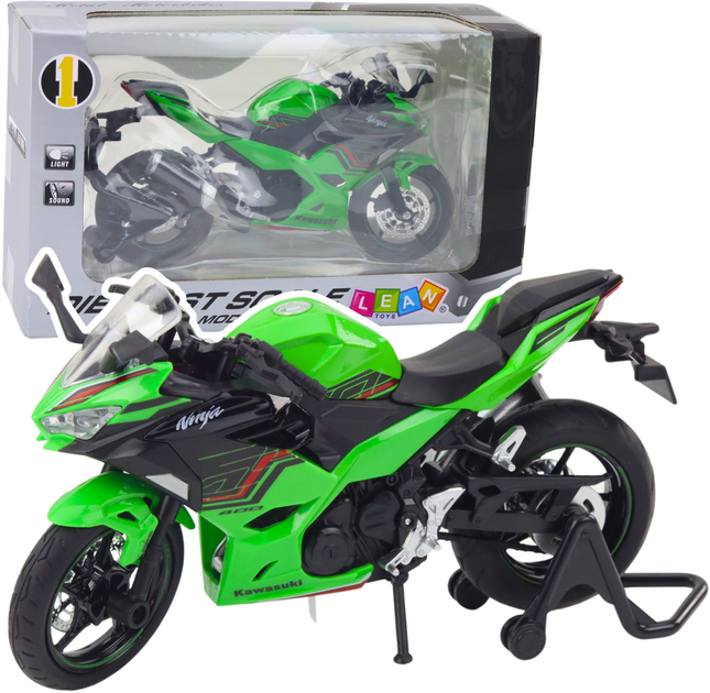 Zabawka LEAN Toys Motocykl sportowy metalowy ze światłami i dźwiękami 1:12 Zielony 22619 (5905991049685) - obraz 2