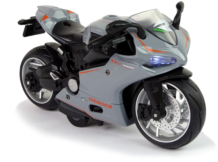 Іграшка LEAN Toys Спортивний мотоцикл з приводом pull-back зі світлом і звуком 1:12 Сірий 12261 (5905214970376) - зображення 5