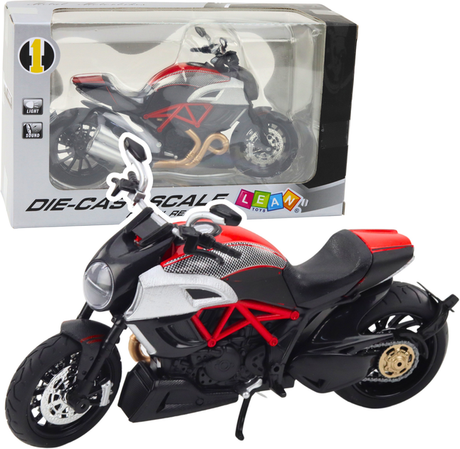 Zabawka LEAN Toys Motocykl sportowy metalowy ze światłami i dźwiękami 1:12 Czarny 22606 (5905991049555) - obraz 2