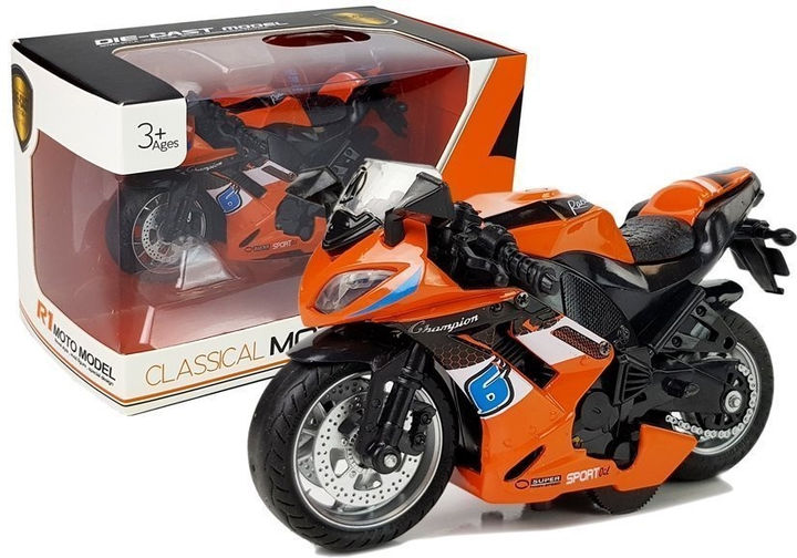 Zabawka LEAN Toys Motocykl z napędem frykcyjnym i dźwiękiem 1:14 Pomarańczowy 5960 (5908275997108) - obraz 2