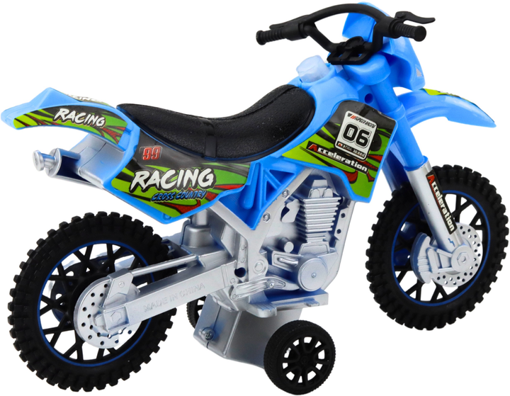 Іграшка LEAN Toys Мотоцикл для кросу з приводом світлом і звуками Синій 24214 (5905991053606) - зображення 3