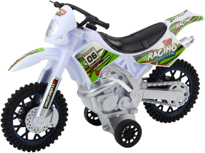 Іграшка LEAN Toys Мотоцикл для кросу з приводом світлом і звуками Білий 24215 (5905991053613) - зображення 4