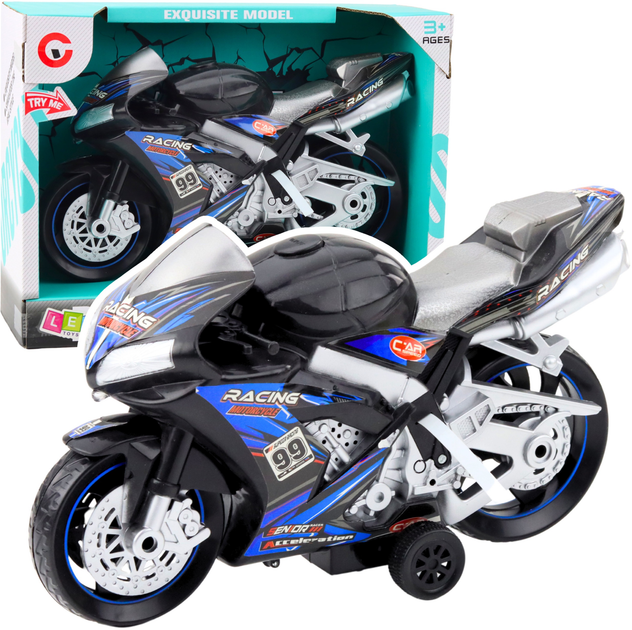 Іграшка LEAN Toys Гоночний автомобіль з приводом, світлом і звуками Чорно-синій 24213 (5905991053590) - зображення 2