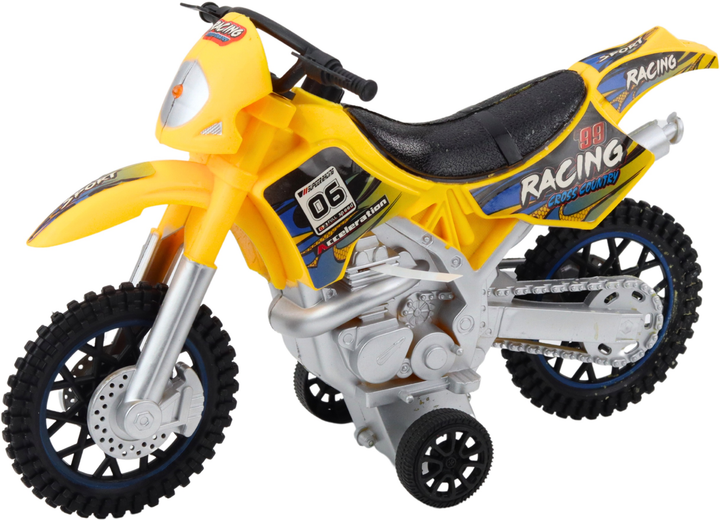 Іграшка LEAN Toys Мотоцикл для кросу з приводом світлом і звуками Жовтий 24216 (5905991053620) - зображення 4