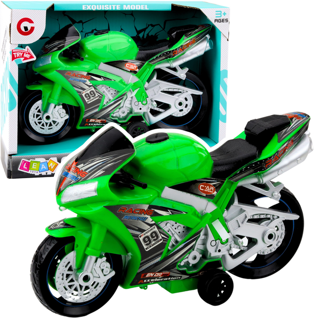 Іграшка LEAN Toys Motor гоночний мотоцикл з приводом, світлом і звуками Зелений 24212 (5905991053583) - зображення 2