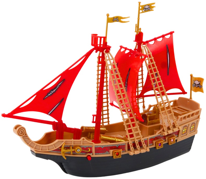 Zabawka LEAN Toys Statek piracki z kółkami oraz ze światłami i dźwiękami Czarny 18959 (5905991020110) - obraz 3