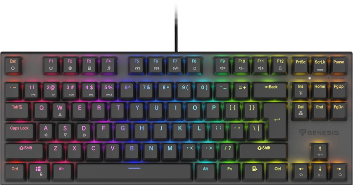 Клавіатура дротова Genesis Thor 303 TKL RGB Outemu Brown Black (5901969444568) - зображення 2