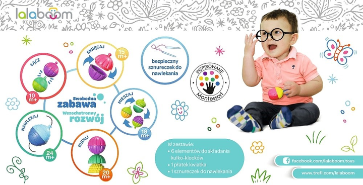 Stacja aktywności Trefl Baby Lalaboom z kulko-klockami 61083 (5900511610833) - obraz 2