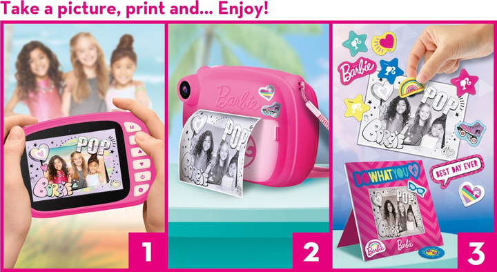 Миттєва камера дитяча Lisciani Barbie Print Cam Instant Photos 3 в 1 (8008324097050) - зображення 4