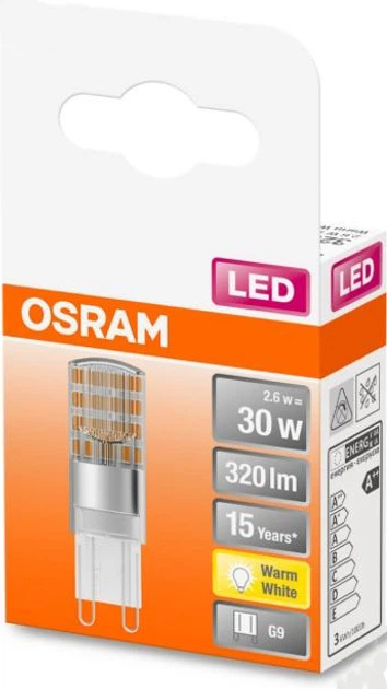 Світлодіодна лампа Ledvance LED PIN30 2,6Вт 2700К 320лм 230В CL G9 4058075432338 - зображення 2
