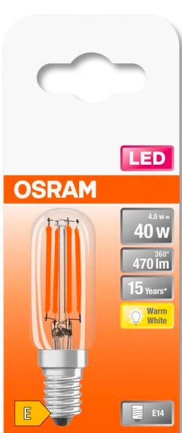 Світлодіодна лампа Ledvance LED T26 40 4Вт 2700К 470лм 230В FIL E14 4058075432932 - Фото 2 Світлодіодна лампа Ledvance LED T26 40 4Вт 2700К 470лм 230В FIL E14 4058075432932 - изображение 2