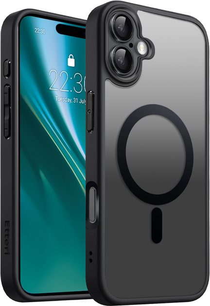 Etui plecki Etteri Matt Mag do Apple iPhone 16 Black (5907457798724) - obraz 1