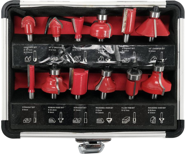 Zestaw frezów do drewna YATO z wrzecionem Ø 6-32 mm Ø 6 mm 12 szt YT-68006 (5906083083778) - obraz 1