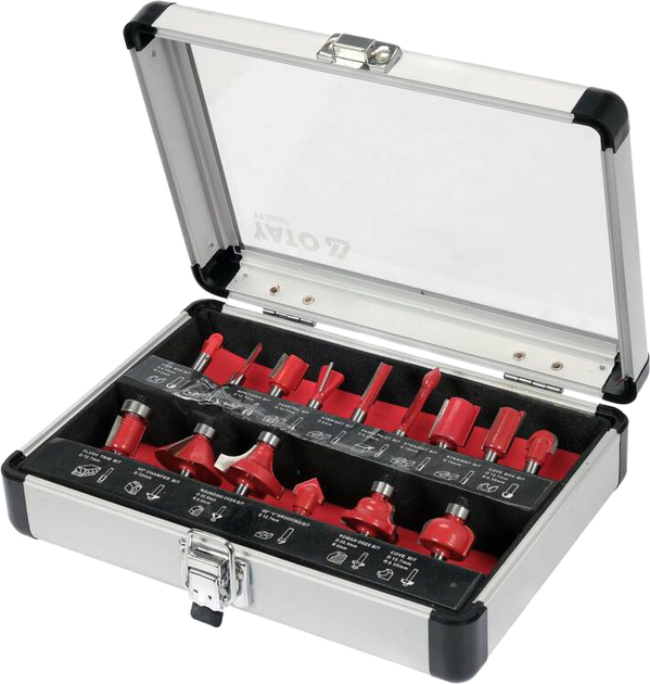Zestaw frezów do drewna YATO Ø 3-32 mm z wrzecionem Ø 6 mm 15 szt YT-68007 (5906083083761) - obraz 2