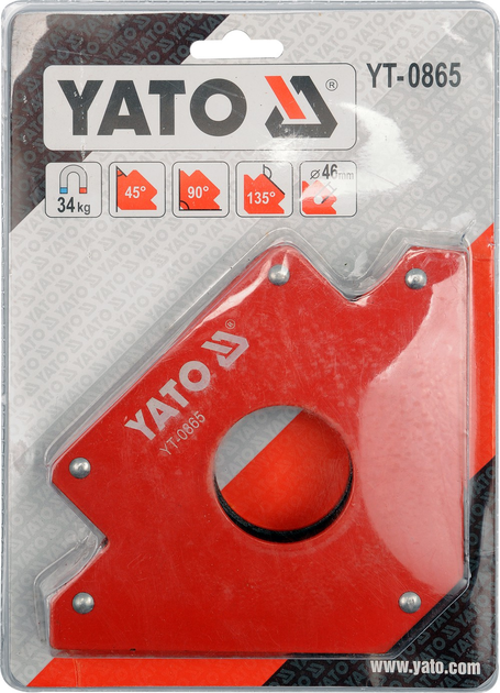 Spawalniczy kątownik magnetyczny YATO 122 x 190 x 25 mm Ø46 mm 34 kg (YT-0865) - obraz 2