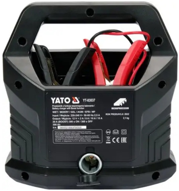 Prostownik elektroniczny Yato 12V/2A 6A 10A 15A BOOST 300S 20A YT-83037( 5906083080616) - obraz 2