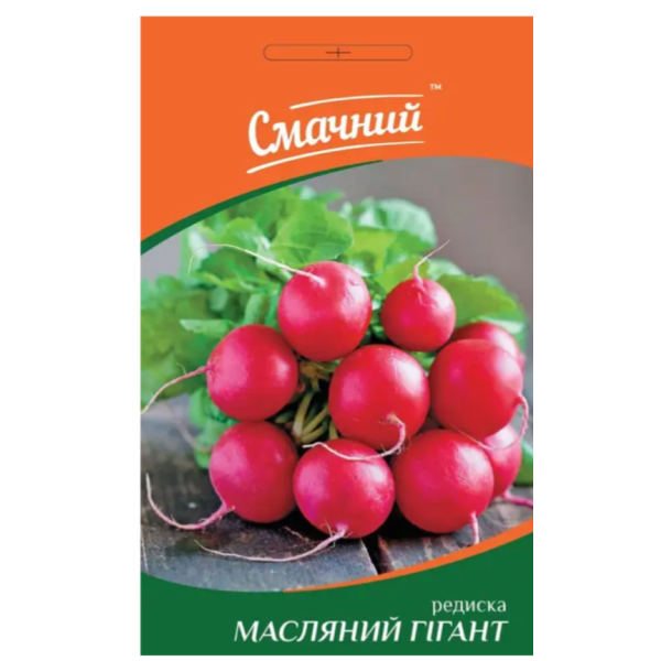 Редис Масляний гігант 3 г, ТМ Смачний - Фото 1 Редис Масляний гігант 3 г, ТМ Смачний - зображення 1