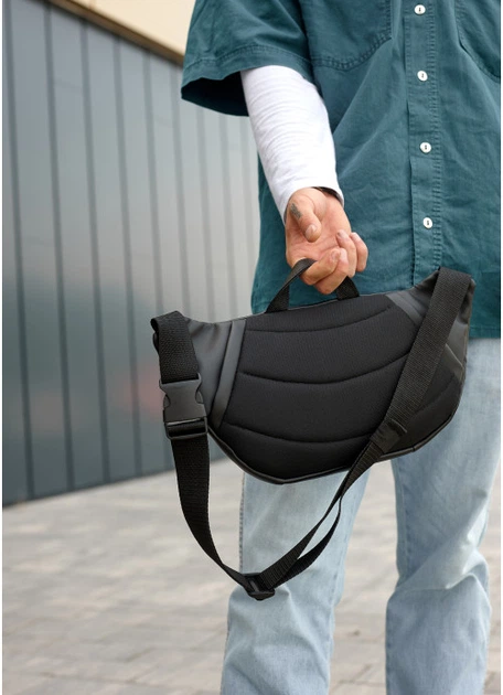Большая мужская поясная сумка бананка из экокожи SAMBAG Черная (855038721) - изображение 8