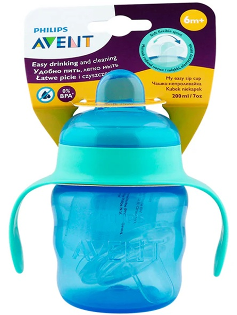Kubek niekapek Philips AVENT z ustnikiem i uchwytami 6m+ 200 ml Niebieski SCF551/05 (8710103854371) - obraz 6