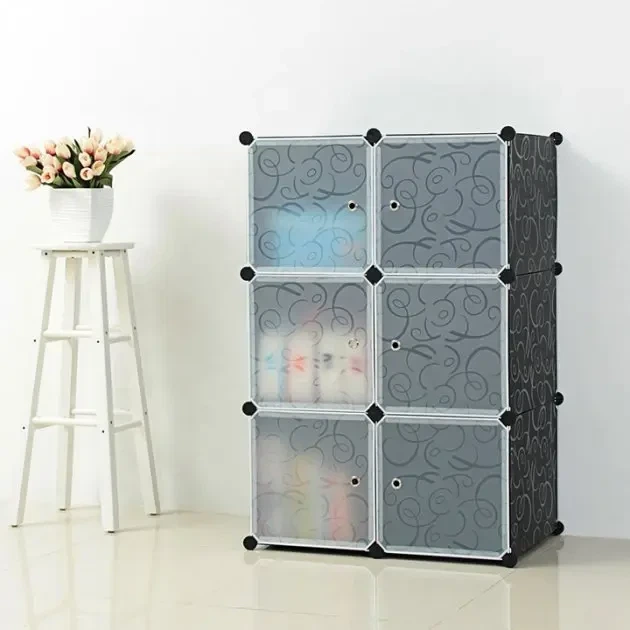 Складана пластикова шафа-органайзер Storage Cube Cabinet МР 26-31, чорна, 6 секцій, 74×37×110 см - зображення 4