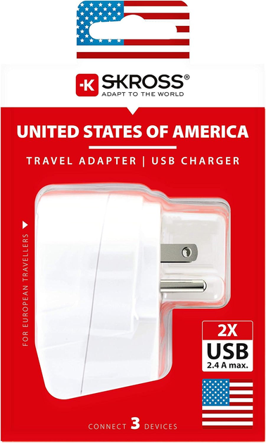 Adapter sieciowy Skross Europe to USA USB White (7640166323099) - obraz 5