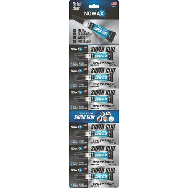 Суперклей Nowax 100% СА 3г 6штук STM01983 - изображение 2