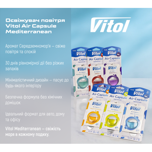 Освежитель воздуха Vitol Air Capsule подвесной Mediterranean 3мл - изображение 5