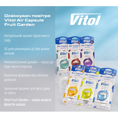 Освежитель воздуха Vitol Air Capsule подвесной Fruit Garden 3мл - изображение 5