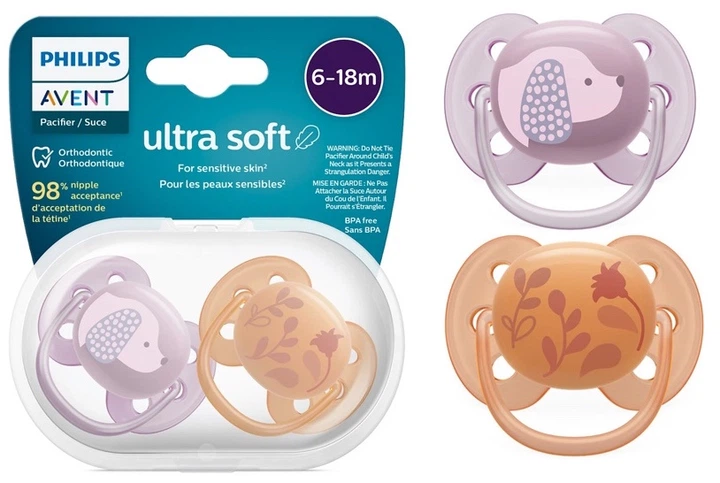 Пустушка ортодонтична Philips AVENT Ultra Soft 6-18м 2 шт SCF091/18 (8720689016735) - зображення 7