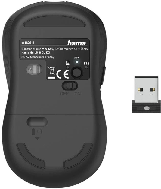 Mysz Hama MW-650 Wireless Black (4047443458506) - obraz 3