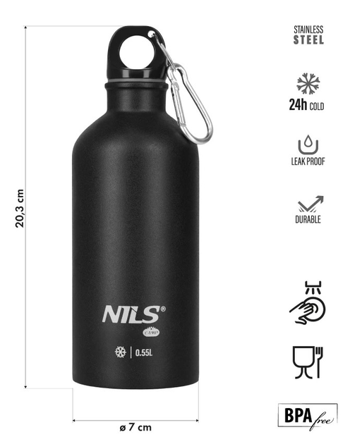 Butelka turystyczna Nils Camp NC3801 550 ml Czarna (5908261682445) - obraz 3