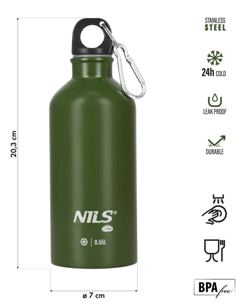Butelka turystyczna Nils Camp NC3801 550 ml Zielona (5908261682452) - obraz 3