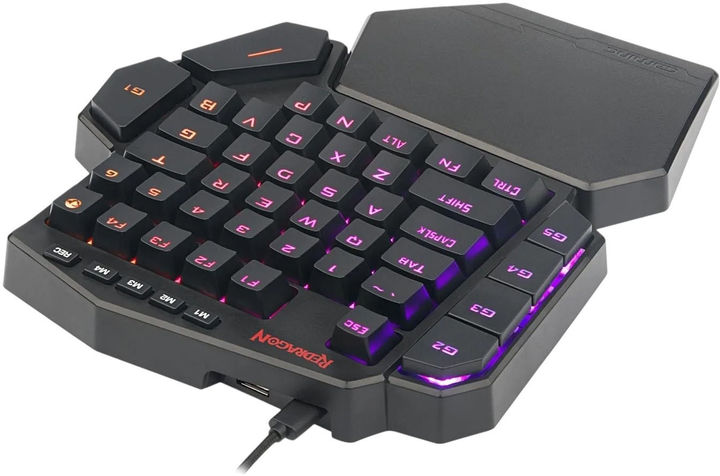 Klawiatura przewodowa Redragon K585 DITI One-Handed RGB Black (6950376774385) - obraz 4