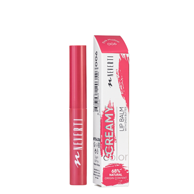 Бальзам-помада для губ Neverti з олією ши,(NP704) , 006 Pink Mallow Рожевий - зображення 2
