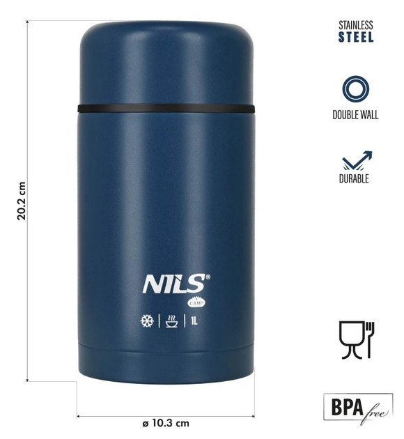 Термос обідній NILS CAMP NC3802 1000 мл Синій (5908261682490) - зображення 7