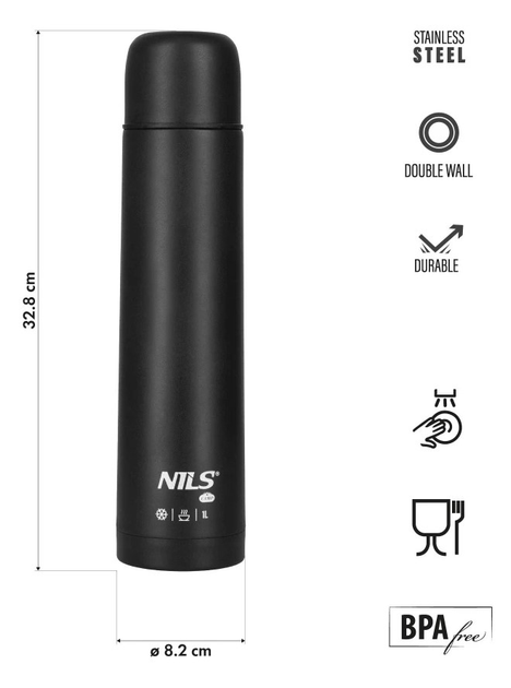 Termos turystyczny NILS CAMP NC3804 1000 ml Czarny (5908261682537) - obraz 7