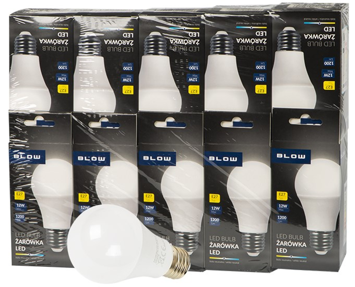 Zestaw żarówek Blow LED E27 12W A60 230V 10 szt (5900804123804) - obraz 1