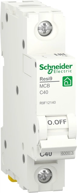 Автоматичний вимикач 1-полюсний Schneider Electric RESI9 1P 40A C 6 kA R9F12140 - Фото 1 Автоматичний вимикач 1-полюсний Schneider Electric RESI9 1P 40A C 6 kA R9F12140 - зображення 1