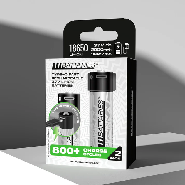 Акумулятори LiiBatteries 18650 TYPE-C USB Rechargeable 2 шт (9313448510842) - зображення 6