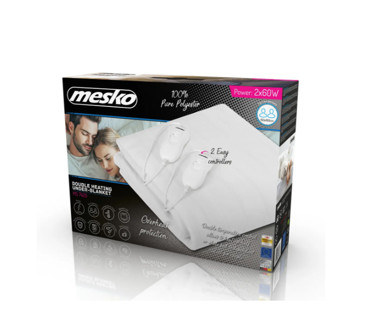 Электрическое одеяло Mesko MS 7420, 150×160 см, полиэстер, 120 Вт, 4 режима, бежевый - изображение 9