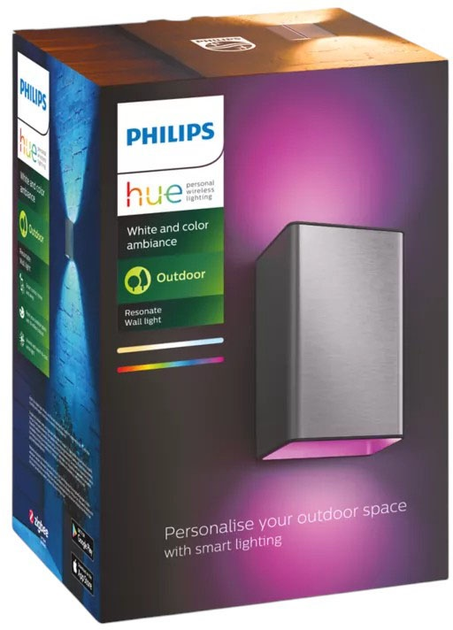 Lampa ścienna Philips Hue White and Colour Ambiance Resonate Outdoor Wall Light (8718696174395) - obraz 3