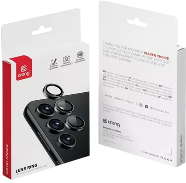 Zestaw szkieł hartowanych Crong Lens Ring do kamery Samsung Galaxy S24 Ultra Black (5904310703826) - obraz 3