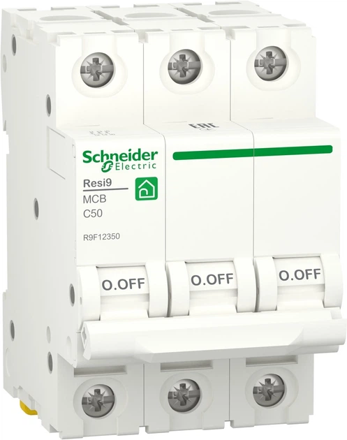 Автоматичний вимикач 3-полюсний Schneider Electric RESI9 3P 50A C 6 kA R9F12350 - Фото 1 Автоматичний вимикач 3-полюсний Schneider Electric RESI9 3P 50A C 6 kA R9F12350 - зображення 1