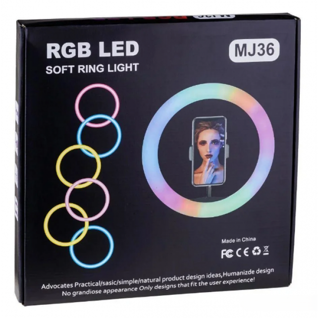 Лампа Кільцева Led CH MJ36 RGB 36см 25W 3000-5500K - зображення 3