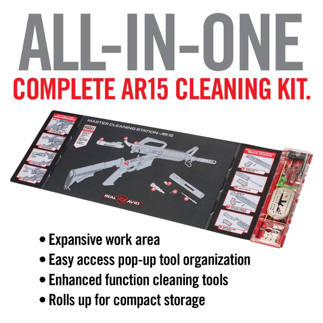 Набор для чистки оружия Real Avid Master Cleaning Station - AR15 калибра 0.223 / 5.56 мм с ковриком - Фото 3 Набор для чистки оружия Real Avid Master Cleaning Station - AR15 калибра 0.223 / 5.56 мм с ковриком - изображение 3